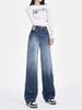 Gradient Fashion Design Wide Leg Jeans Women Autumn New High Waist Elegant Slim Long Pants Casual Drape Straight Mop Pants