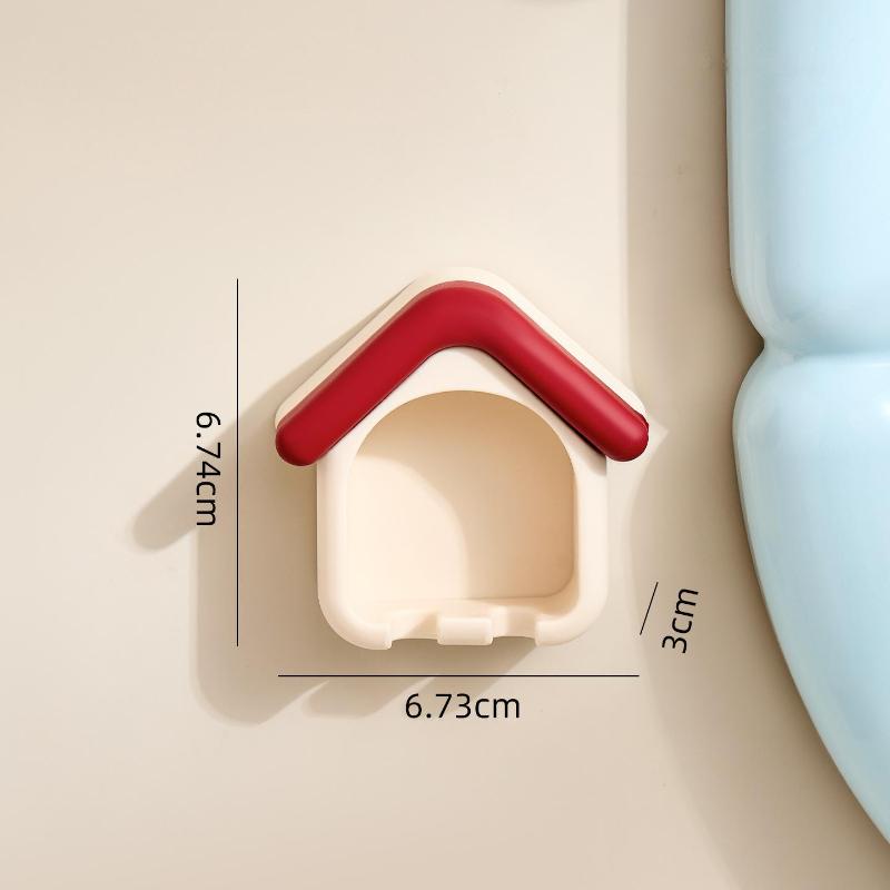 House Shape Toothbrush Holder Punch Free Wall Mounted Toothbrush Storage Rack Draining Bathroom Organizer For Bathroom Decor