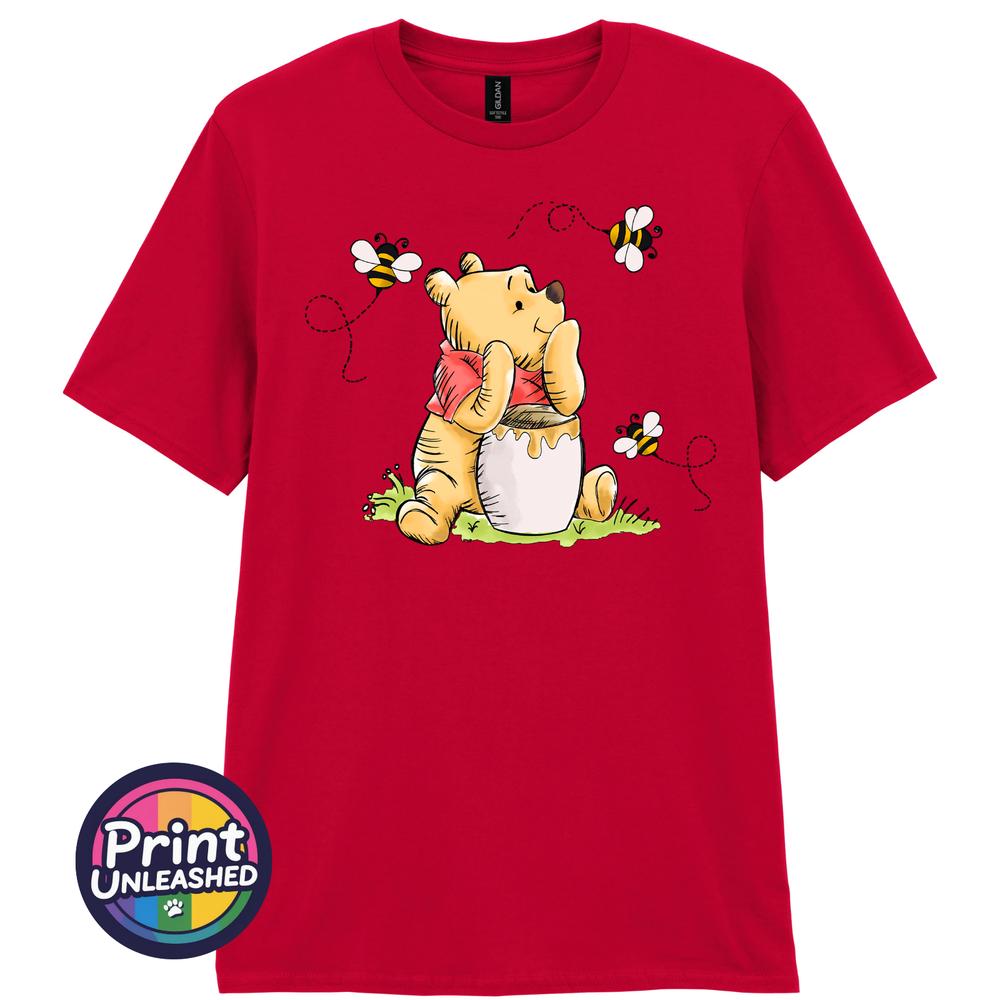Classic Pooh Bees Printed TShirt Pooh Hunny Adult Cotton Tee S2XL Cute Gift M