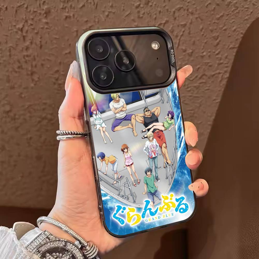 Anime Grand B-Blue Dreaming Phone Case For iPhone 17 16 15 14 13 12 11 Pro Max Plus Silver candy Matte Cover