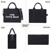 New Women's Bag Canvas Pu Solid Color Letter Tote Bag Simple Casual Large Capacity Handbag Shoulder Bag Women