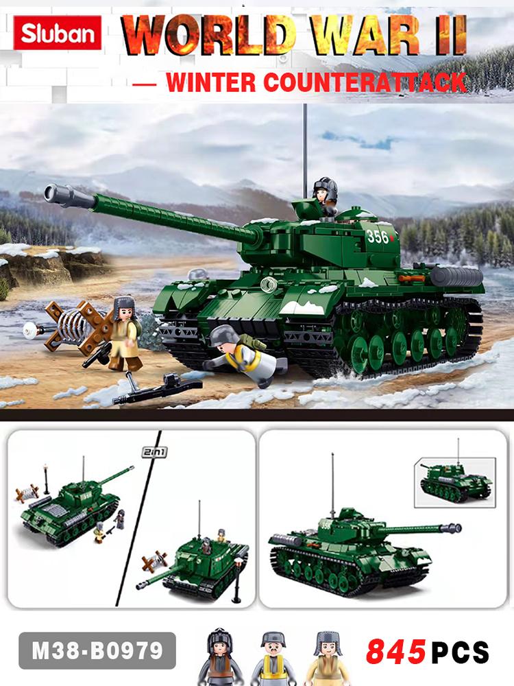 Sluban militärischer IS-2 Schwerer Panzer Modellbaustein WW2 Armee Soldat Kinderspielzeug Bausteine 845 Stück