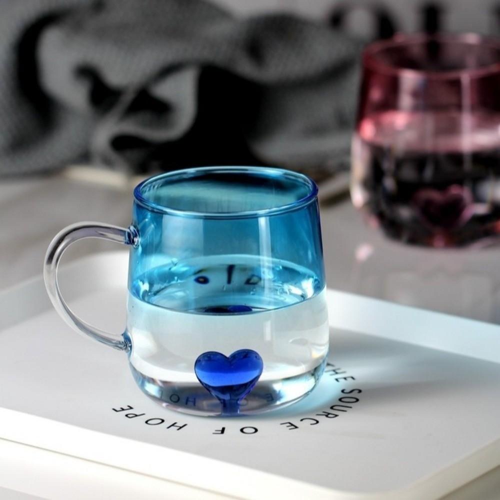Tazza in Vetro Gradiente Cuore d'Amore 3D Trasparente Coppia Paio Tazza Nuova Tazza da Caffè in Vetro Accessori per la Casa