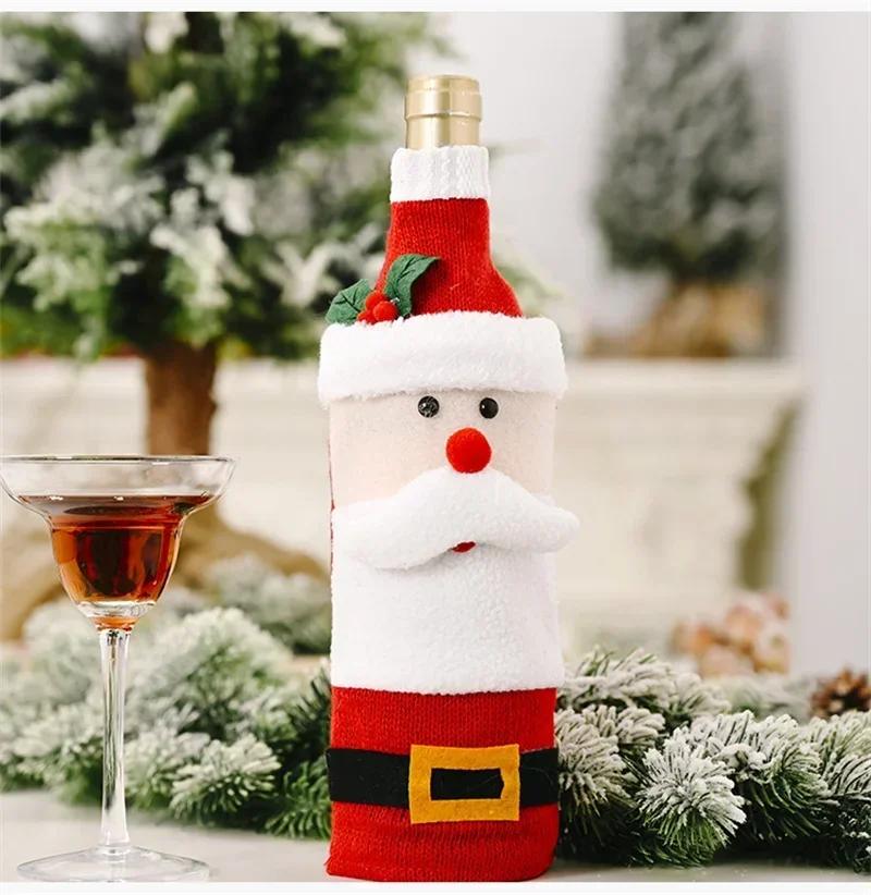 Christmas Wine Bottle Set Santa Snowman Wine Bottles Cover Bags for Christmas Party Dinner Table Ornaments New Year Decors Gifts