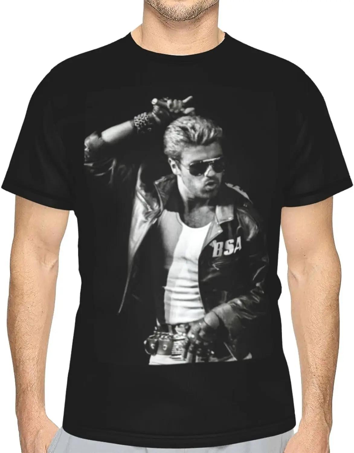 

George Music Michael Shirt Men s Fashion Breathable Full Print Casual Round Neck Short Sleeve T-Shirt Top Black 5XL різнокольоровий