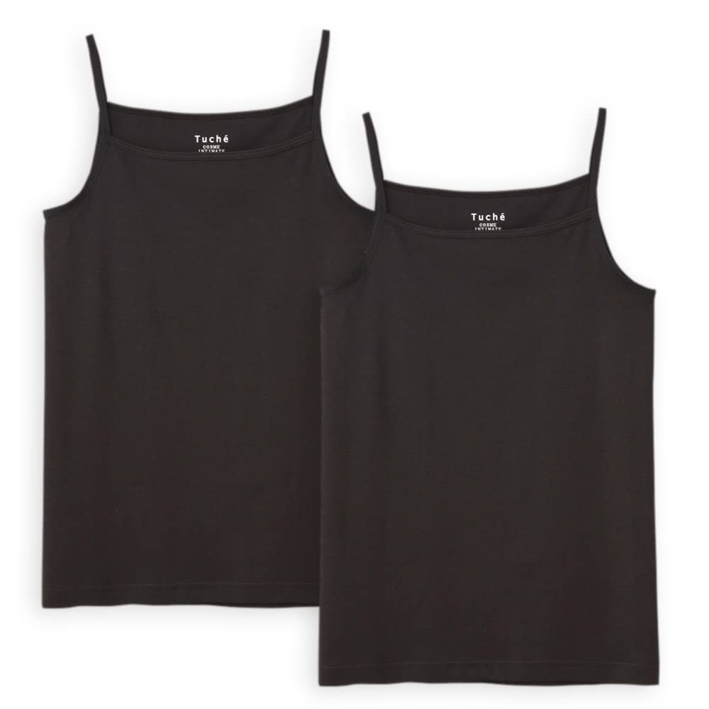 Gunze Camisole Tuche Wearable Cosmetics Cotton TC4056 Black Set M 100% Women's 2-Piece