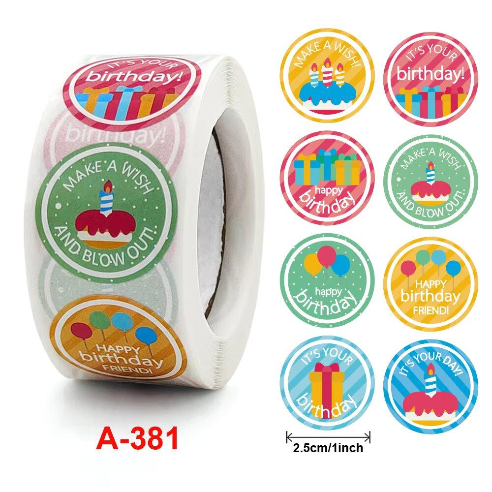 500pcs Happy birthday PVC Birthday Party Gift Wrap Self-adhesive Labels DIY Supplies