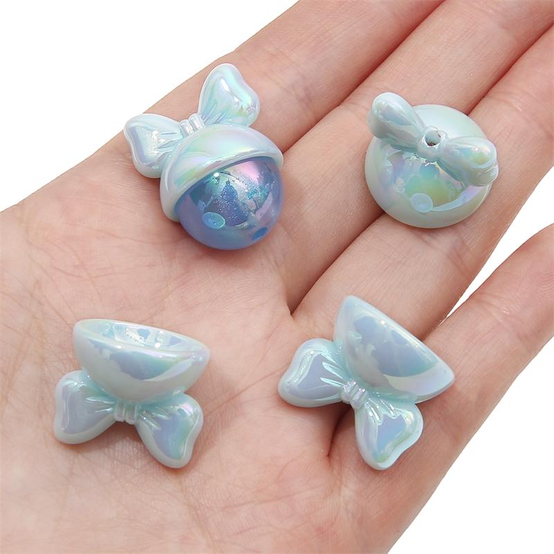 

4 шт. акриловые бусины с бантом в форме кролика, очаровательные свободные бусины-разделители для ожерелья, брелок для ключей, сделай сам, изготовление ювелирных изделий синий