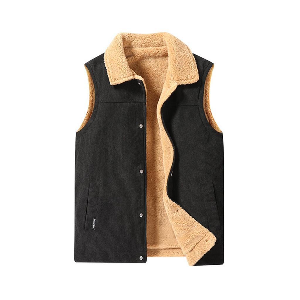 Autumn And Winter Men's Corduroy Vest Plush Oversize Vest Casual Coat
