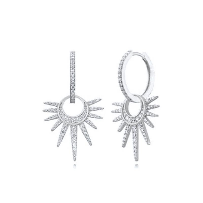 925 Silver Ear Needle Vintage Sun Hoop Earrings for Women Punk Hip Hop Sun Flower Big Earrings Fashion Jewelry Gifts