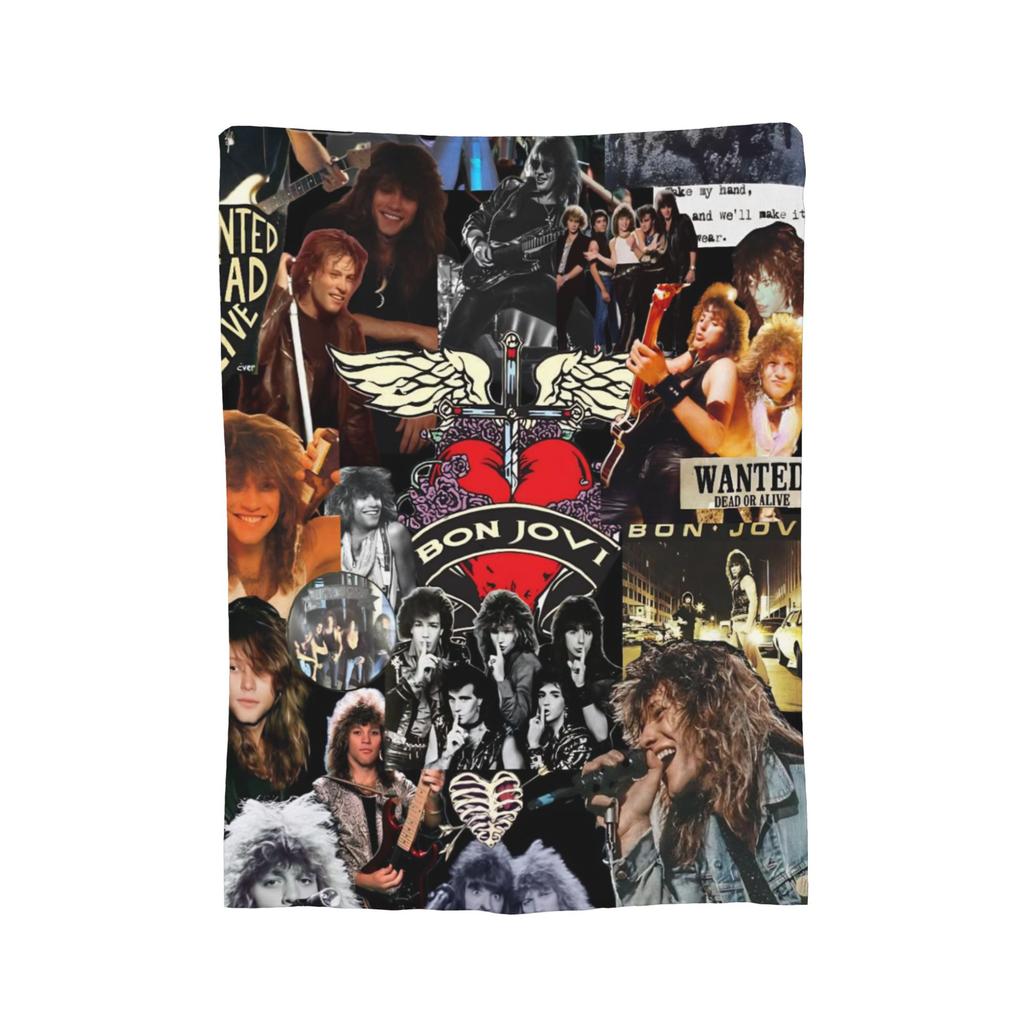 Bons Jovis s Rock Blankets Flannel Summer Air Conditioning Multifunction Super Warm Throw Blanket for Home Outdoor Quilt