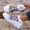 Letters Floral Print Platform Sneakers for Women Knitting Casual Sports Shoes Woman Non Slip Breathable Running Shoes