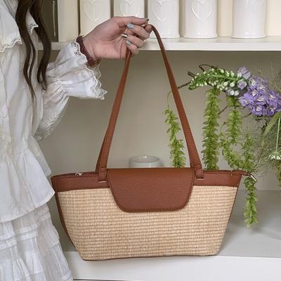 Borsa Estiva di Nicchia Retrò Intrecciata Borsa Casual da Vacanza per la Spiaggia Borsa a Spalla Singola
