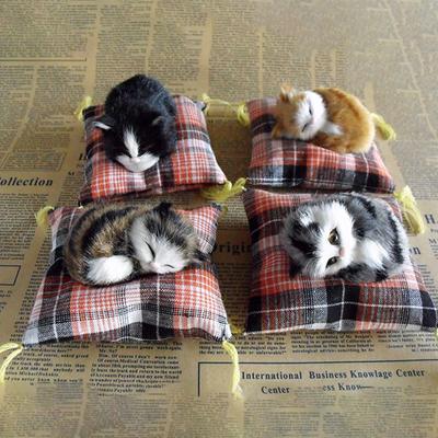 Künstliche Mini Schlafende Katzen Auf Stoffunterlage Plüsch Simulation Liegende Katzen Puppe Ornamente Kindergeschenke Heimdekoration