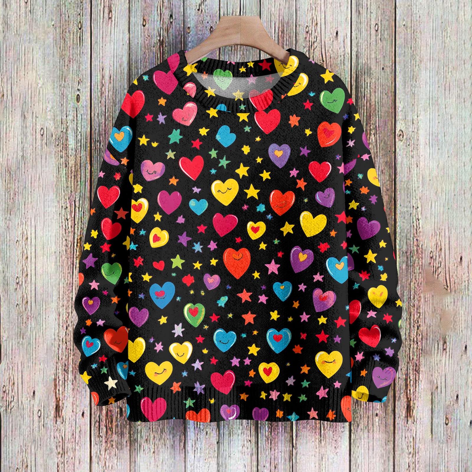 

С Днем святого Валентина, толстовки для женщин, вязаный свитер, симпатичная рубашка, осенний свитер с круглым вырезом, топы M красный