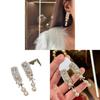 Vintage French Style Geometric Pearl Drop Earrings With Rhinestone Accents For Women