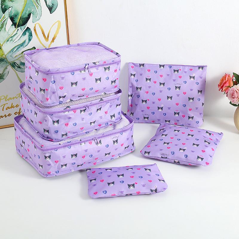 Kuromi Travel Cartoon Bag Set With Waterproof Oxford Fabric For Storage Clothing