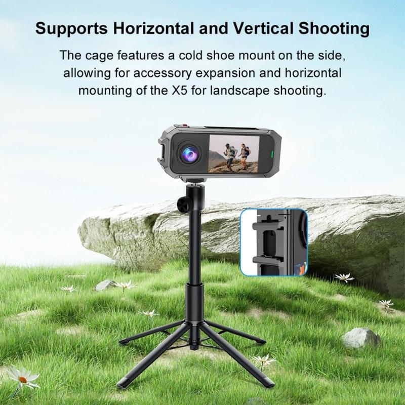 Expansion Bracket For X4 Air Cameras Cage Frame with Double Cold Shoe Mounts Magnetic Quick Release Base 1/4 Screw Hole