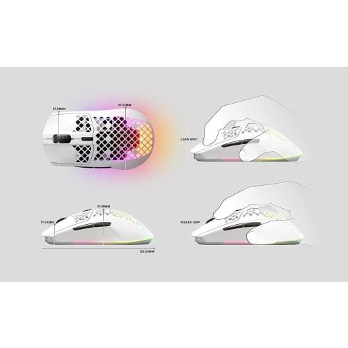 SteelSeries Gaming Mouse Wireless Aerox 3 Snow Wireless Ultra Light TRUEMOVE AIR Sensor Quantum Wireless 2.0 Technology IP54 Standard Waterproof Dustp