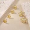 6 Pièces/ensemble Boucles d'oreilles Étoiles de Mer Dorées Imitation Coquillage Mode Fête de Plage Accessoires de Vacances Quotidien pour Femmes Zircon