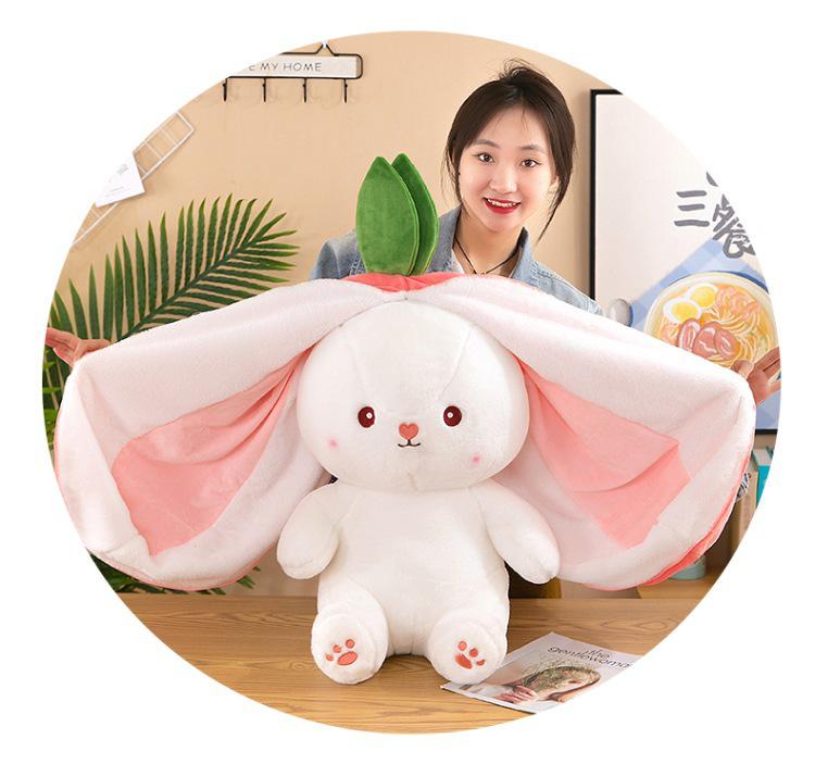 Strawberry Rabbit Plush Toy - Carrot Rabbit Cushion Doll, Perfect Children's Day Gift for Girlfriend
