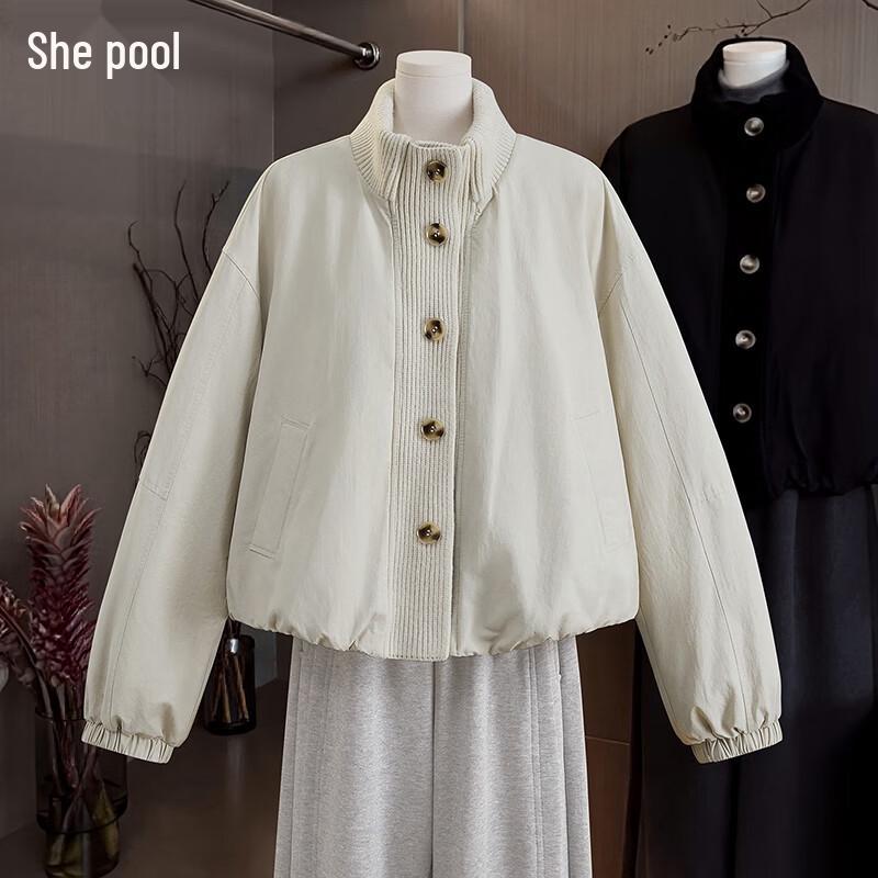 

Женский пуховик Tachi с вязаной вставкой пэчворк и воротником-стойкой XL