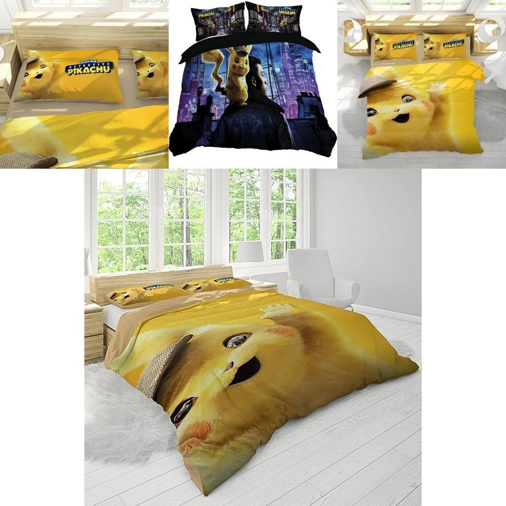 Pikachu Bettwäsche-Set für Kinder Weicher und strapazierfähiger Bettbezug und Kissenbezug