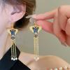 Butterfly Lotus Tassel Ear Hook Earrings Real Gold Temperament High-end Earrings for Women