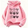 Cute Dog Paw with Love Heart Graphic Hoodie Kids Children's Sweatshirt Hoody for Boys Girls Kawaii Casual Hoodies
