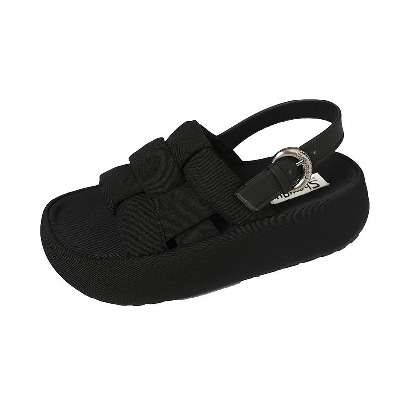 Thick-soled Roman sandals 2025 summer new super-fire woven outer wear versatile shit-stepping soft-soled sports beach shoes