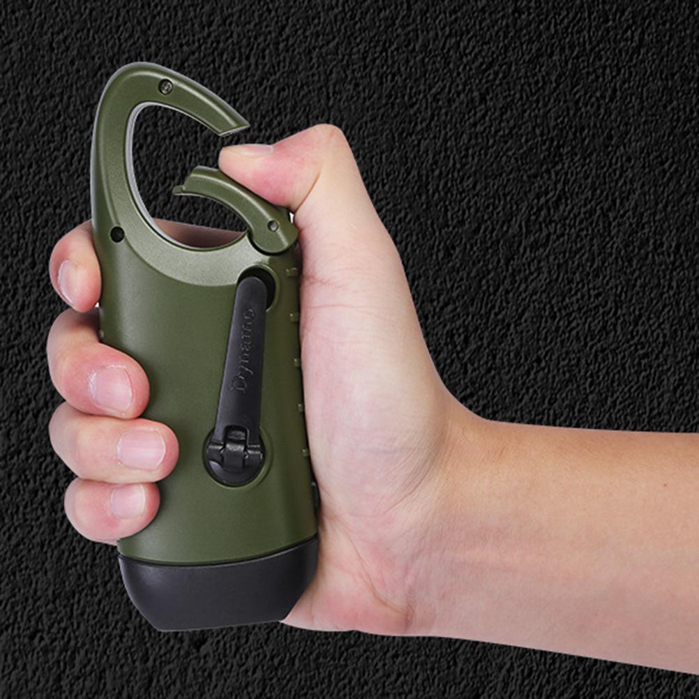 Solar Powered Hand Crank Flashlight Emergency LED Flashlight Survival Flashlight Quick Snap Carbiner Flashlight for