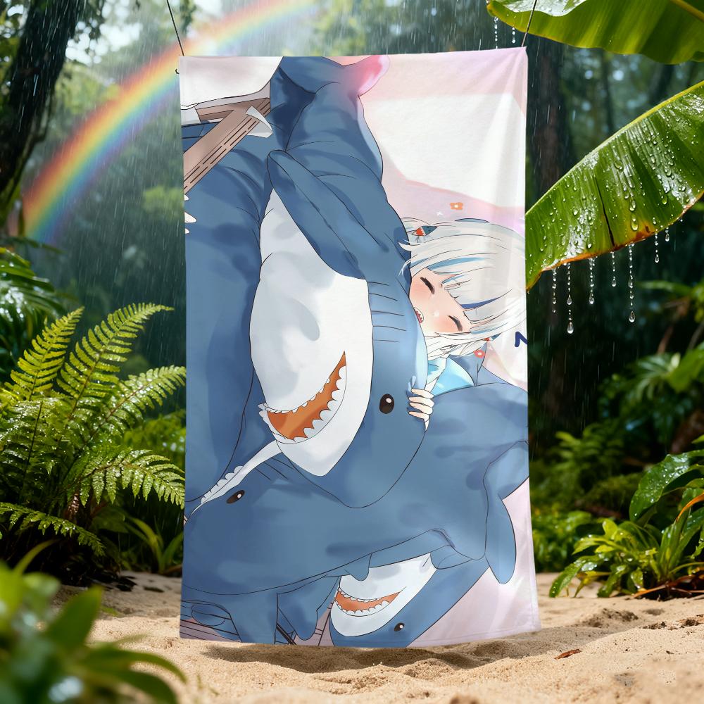 G-gawr Cute Gura H-hololive Anime Towel Beach Quick Dry Soft Pool Towels Gift for Travel Gym Shower Camping Sports