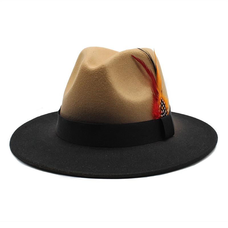 Fedora Hat For Men Women With Gradient Color Wool Felt Sun Protection Outdoor Fashion Accessory