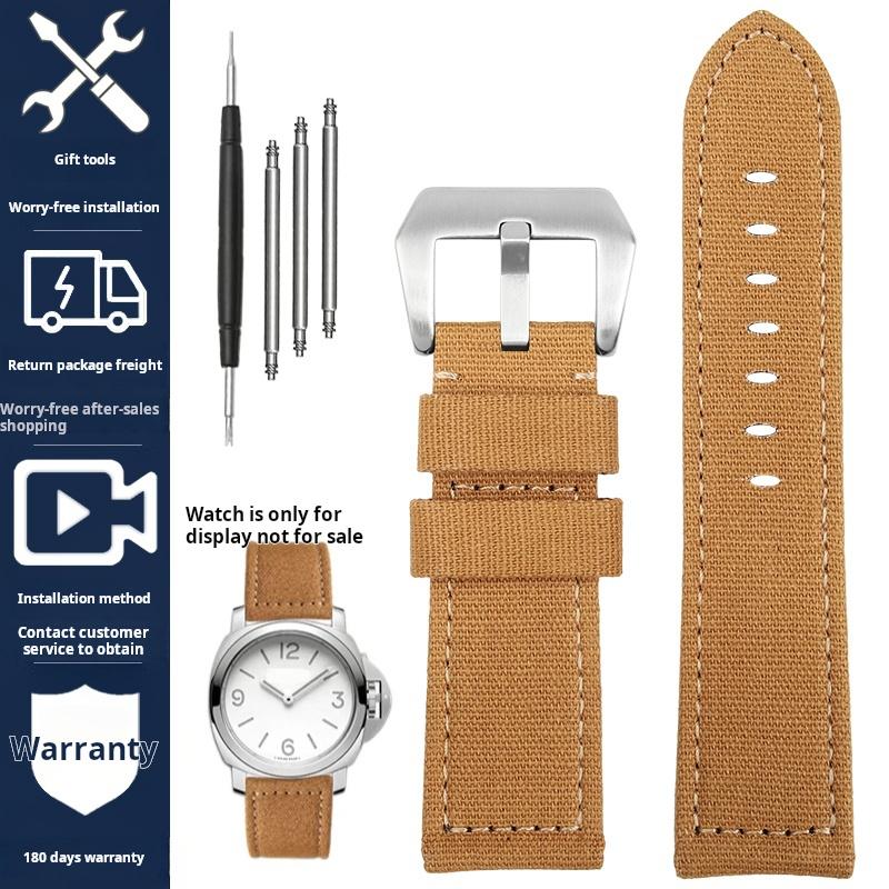 Voor Panerai PAM111 441 137 386 heren Horlogeband Nylon Canvas nylon Koeienhuid Horlogeband 20 22 24mm Roestvrijstalen Gesp Accessoires