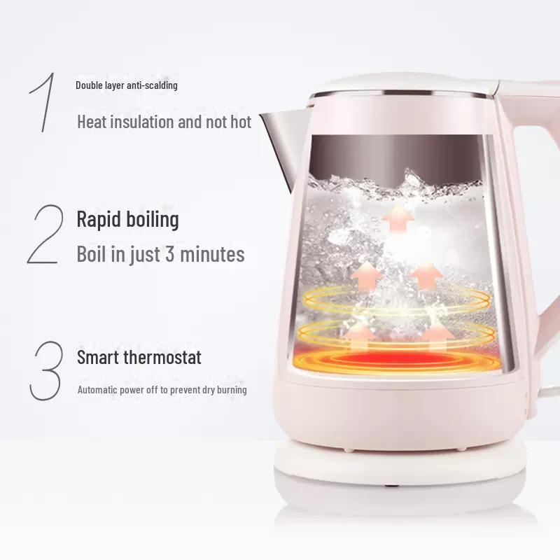 Joyoung K15-F626 Electric Kettle, 304 Stainless Steel Double-Layer, Anti-Scald.