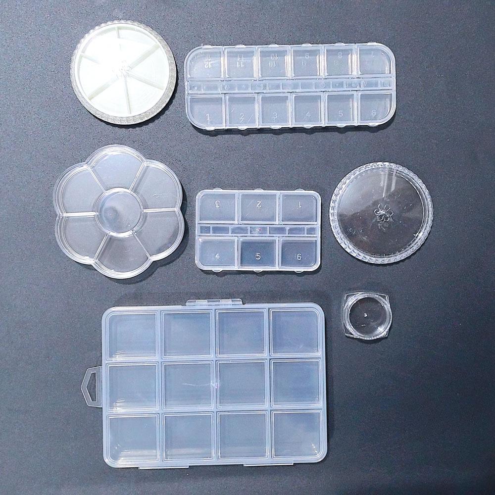 Nail Art Jewelry Storage Box: 12-Grid & 6-Grid, Transparent, Removable, Round & Square Divided Multifunctional Tool Organizer