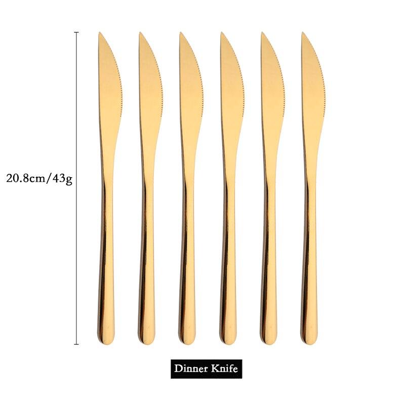 6 PCS Stainless Steel Rainbow Steak Knife Sharp Table Knives Set Restaurant Cutlery Dinner Knife Black Dinnerware Set
