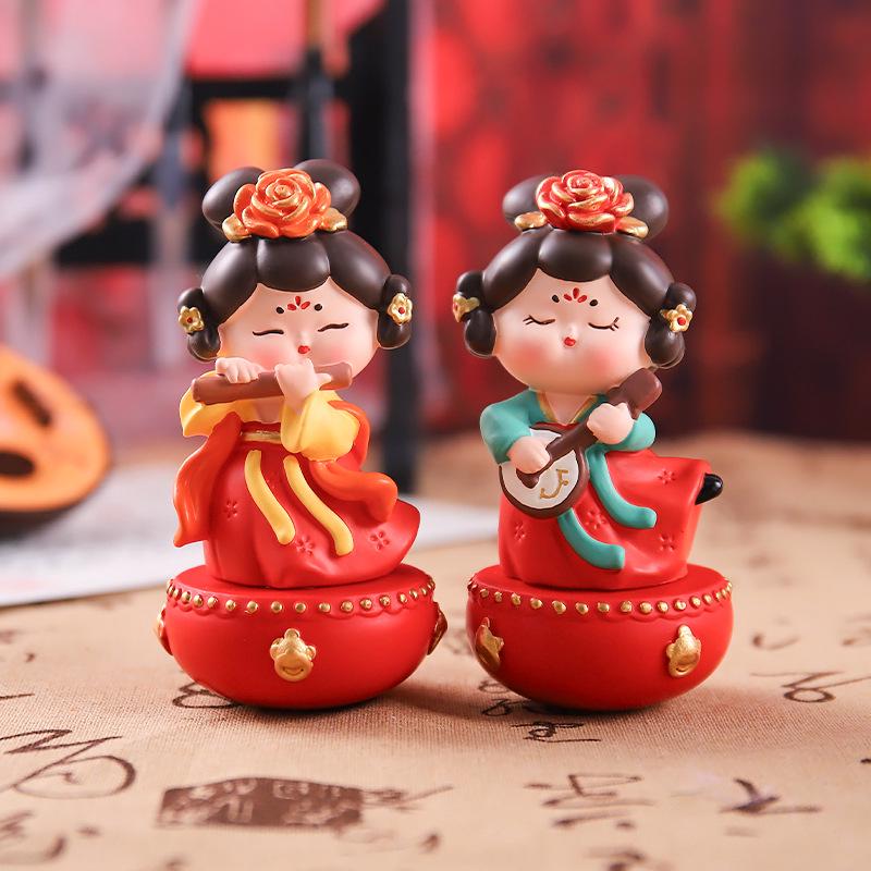 Large Roly-Poly Tang Dynasty Lady Ornament - Home Entrance & Festival Gift
