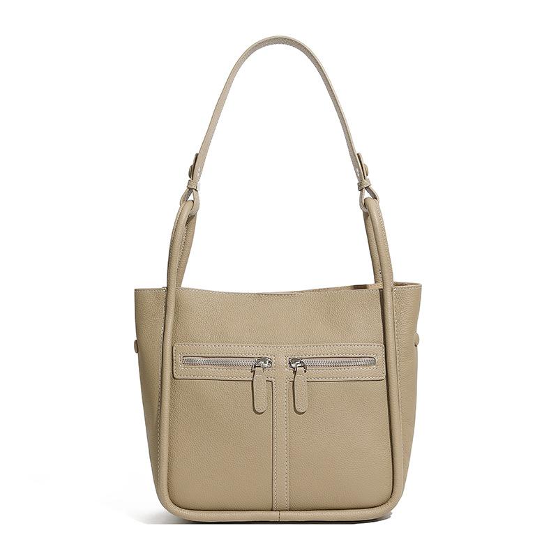 Genuine Leather Women's Bag Horseshoe Bag Large-capacity Commuting Single-shoulder Bag Bucket Bag
