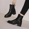 Womens Ankle Boots Fashion Belt Buckle Soft Leather Boots Plush Warm Winter Boots for Women Heel Casual Leather Boot Botas Mujer