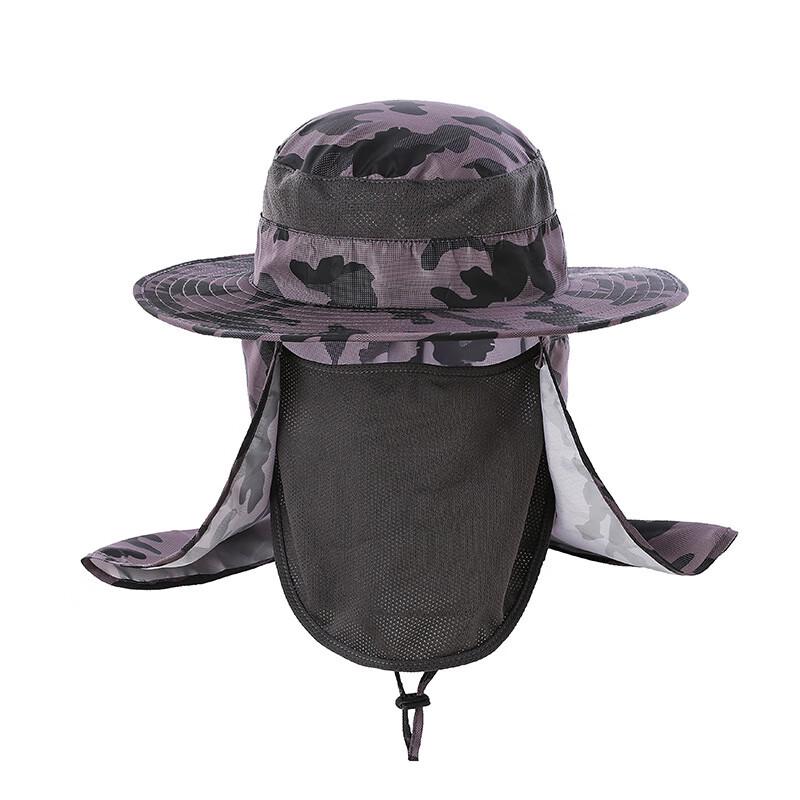 Outdoor Camouflage Sun Hat with Face Shield