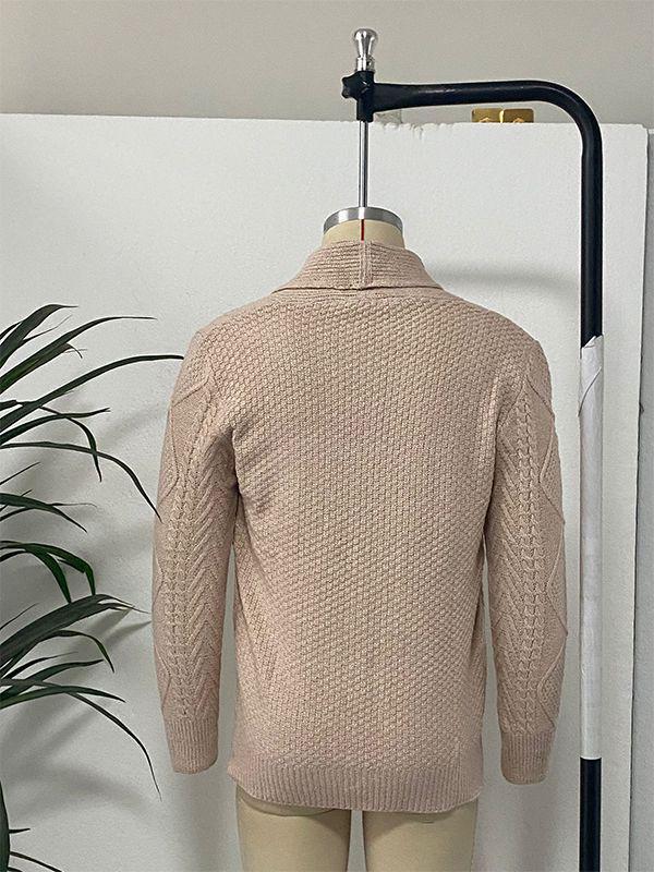 Men's Korean Style Knit Cardigan - Long Sleeve, Autumn Casual, Solid Color Sweater