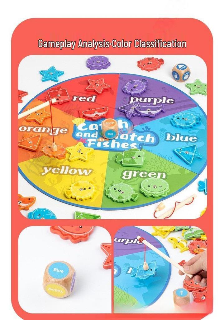 Wooden Magnetic Fishing Game Floor Mat for Early Education