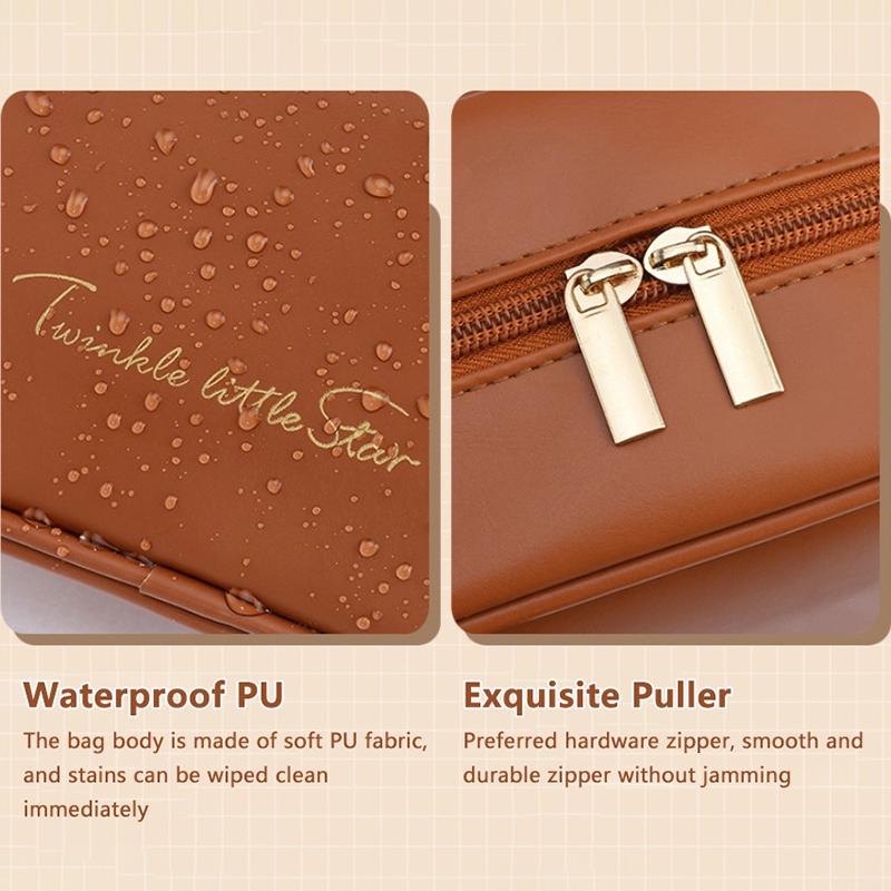 High Appearance  Large Capacity Pu Double Zipper Portable Makeup Bag Retro Travel Home Waterproof And Anti Fouling