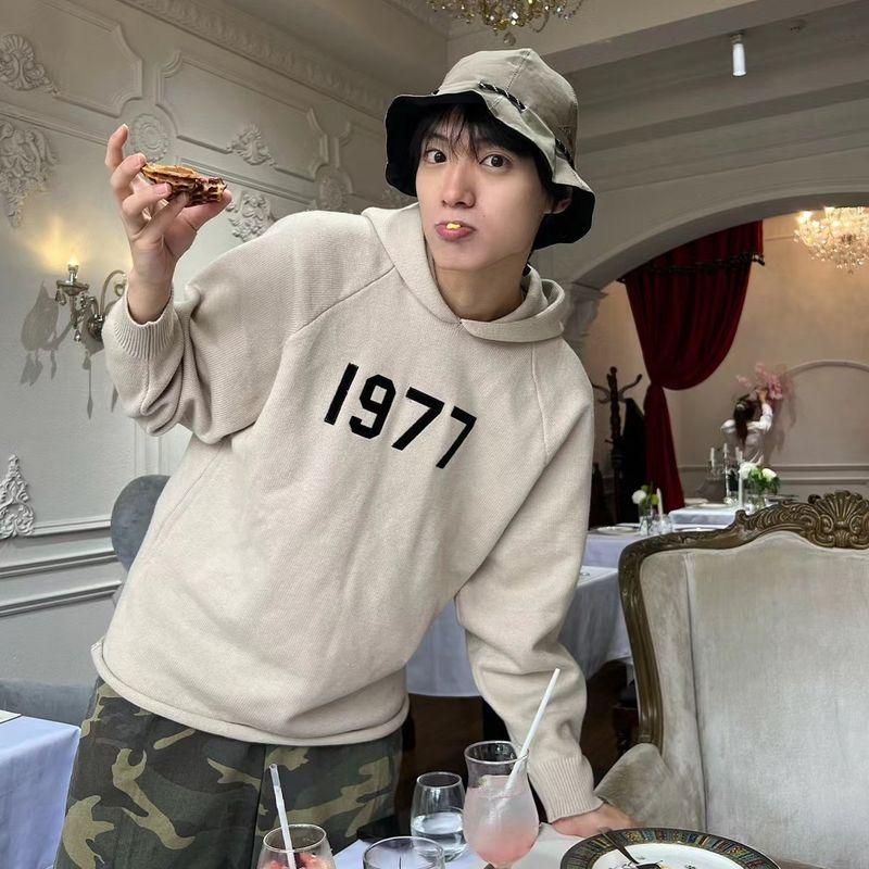 Fog Crazy Essentials Niche American Fashion Brand Autumn and Winter Men's Couple 1977 Hooded Sweater