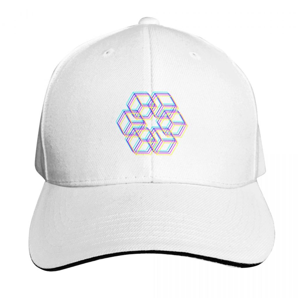 Geometrische mehrfarbige Würfel Baseballkappe Golfhut Baseballkappe Wilde Ballkappe Neu im Hut Junge Damen