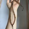 Versatile Tea Brown Crystal Beaded Necklace Thangka Amulet Fox Fairy Sweater Chain 6mm