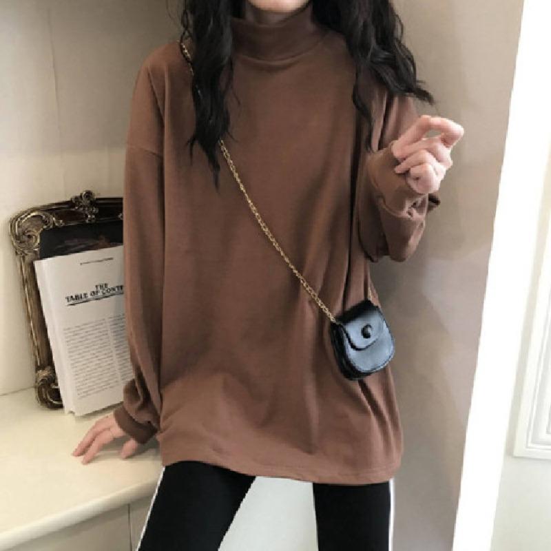 Double-sided Fleece Undercoat Female with Autumn and Winter New Loose Warm Long-sleeved T-shirt Female Students On Clothes Female