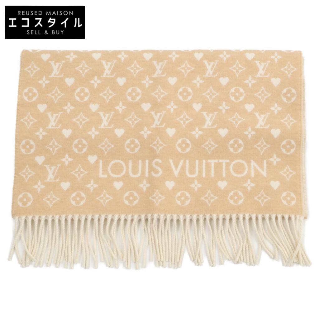 LOUIS VUITTON [Excellent condition/22 year old] M76900 Echarpe Game On Monogram Fringe Scarf beigeUsed