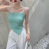 Hong Kong Style Retro Spring and Summer Irregular Plaid Camisole Vest Short Outer Wear Slim Fit Top For Girls